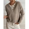 image:imageSOLY HUX Pullover Sweaters for Women Long Sleeve Button Crew Neck 2 in 1 Knitted Oversized TopsPure Apricot