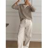image:imageSOLY HUX Pullover Sweaters for Women Long Sleeve Button Crew Neck 2 in 1 Knitted Oversized TopsPure Apricot