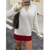 image:imageSOLY HUX Pullover Sweaters for Women Long Sleeve Button Crew Neck 2 in 1 Knitted Oversized TopsPure Beige