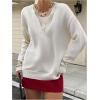 image:imageSOLY HUX Pullover Sweaters for Women Long Sleeve Button Crew Neck 2 in 1 Knitted Oversized TopsPure Beige