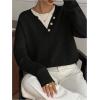 image:imageSOLY HUX Pullover Sweaters for Women Long Sleeve Button Crew Neck 2 in 1 Knitted Oversized TopsPure Black