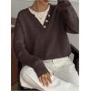 image:imageSOLY HUX Pullover Sweaters for Women Long Sleeve Button Crew Neck 2 in 1 Knitted Oversized TopsPure Brown