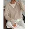 image:imageSOLY HUX Pullover Sweaters for Women Long Sleeve Button Crew Neck 2 in 1 Knitted Oversized TopsSolid Apricot