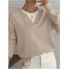 image:imageSOLY HUX Pullover Sweaters for Women Long Sleeve Button Crew Neck 2 in 1 Knitted Oversized TopsSolid Apricot