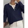 image:imageSOLY HUX Pullover Sweaters for Women Long Sleeve Button Crew Neck 2 in 1 Knitted Oversized TopsSolid Dark Blue