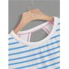 image:imageSOLY HUX Women Open Back Tops Workout Backless Tee Casual Athletic Shirts Short Sleeve Oversized Gym T ShirtBlue and White Striped