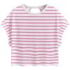 image:imageSOLY HUX Women Open Back Tops Workout Backless Tee Casual Athletic Shirts Short Sleeve Oversized Gym T ShirtWhite and Pink Striped