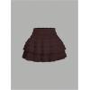image:imageSOLY HUX Womens 2 Piece Skirt Sets Y2k One Shoulder Tank Tops and Ruffle Layered Mini Skirt Summer Vacation OutfitsPure Coffee Brown
