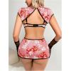 image:imageSOLY HUX Womens 4 Piece Cheongsam Costume Lingerie Set Dragon Print Qipao Cosplay OutfitsPink Floral