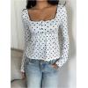 image:imageSOLY HUX Womens Babydoll Tops Long Sleeve Henley Shirts Cute Square Neck Coquette Peplum TopBlack and White
