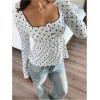 image:imageSOLY HUX Womens Babydoll Tops Long Sleeve Henley Shirts Cute Square Neck Coquette Peplum TopBlack and White