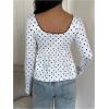 image:imageSOLY HUX Womens Babydoll Tops Long Sleeve Henley Shirts Cute Square Neck Coquette Peplum TopBlack and White
