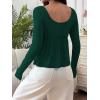 image:imageSOLY HUX Womens Babydoll Tops Long Sleeve Henley Shirts Cute Square Neck Coquette Peplum TopDark Green