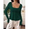 image:imageSOLY HUX Womens Babydoll Tops Long Sleeve Henley Shirts Cute Square Neck Coquette Peplum TopDark Green