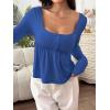 image:imageSOLY HUX Womens Babydoll Tops Long Sleeve Henley Shirts Cute Square Neck Coquette Peplum TopRoyal Blue