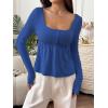 image:imageSOLY HUX Womens Babydoll Tops Long Sleeve Henley Shirts Cute Square Neck Coquette Peplum TopRoyal Blue
