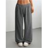 image:imageSOLY HUX Womens Baggy Sweatpants Drawstring Waist Wide Leg Loose Casual Long PantsPure Dark Grey