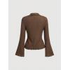 image:imageSOLY HUX Womens Button Down T Shirt Collared V Neck Bell Long Sleeve Casual TopsSolid Brown