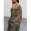 image:imageSOLY HUX Womens Camo TShirts Long Sleeve Cold Shoulder Loose Tee Shirts Vintage StreetwearBrown Camo