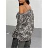 image:imageSOLY HUX Womens Camo TShirts Long Sleeve Cold Shoulder Loose Tee Shirts Vintage StreetwearDark Grey Camo