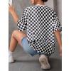 image:imageSOLY HUX Womens Checkered Shirts Oversized T Shirts Casual Trendy Short Sleeve Crew Neck Tee TopsWhite and Black