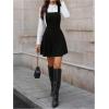 image:imageSOLY HUX Womens Corduroy Overall Mini Dress Sleeveless Square Neck A Line Pinafore DressesPure Black