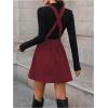 image:imageSOLY HUX Womens Corduroy Overall Mini Dress Sleeveless Square Neck A Line Pinafore DressesPure Burgundy