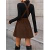 image:imageSOLY HUX Womens Corduroy Overall Mini Dress Sleeveless Square Neck A Line Pinafore DressesPure Coffee