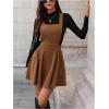image:imageSOLY HUX Womens Corduroy Overall Mini Dress Sleeveless Square Neck A Line Pinafore DressesPure Khaki