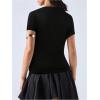 image:imageSOLY HUX Womens Deep V Neck T Shirts Short Sleeve Draped Fitted Sexy Tops Summer Date Night OutfitPlain Black