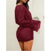 image:imageSOLY HUX Womens Draped Sheer Mesh Beach Mini Dress Deep V Neck Bell Long Sleeve Swimsuit Cover Up BeachwearPure Burgundy