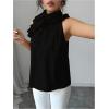 image:imageSOLY HUX Womens Elegant Blouse Ruffle Trim Sleeveless Mock Neck Halter Tank Top Office OutfitPure Black