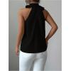 image:imageSOLY HUX Womens Elegant Blouse Ruffle Trim Sleeveless Mock Neck Halter Tank Top Office OutfitPure Black