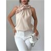 image:imageSOLY HUX Womens Elegant Blouse Ruffle Trim Sleeveless Mock Neck Halter Tank Top Office OutfitPure Khaki