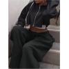 image:imageSOLY HUX Womens Fall Clothes 2 Piece Sweatsuits Zip Up Crop Hoodies and Sweatpants Set StreetwearPure Black