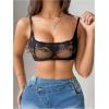 image:imageSOLY HUX Womens Floral Lace Bralettes Mesh See Through Strappy Wireless Bras LingeriePlain Black