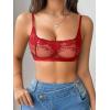 image:imageSOLY HUX Womens Floral Lace Bralettes Mesh See Through Strappy Wireless Bras LingeriePlain Red
