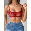 image:imageSOLY HUX Womens Floral Lace Bralettes Mesh See Through Strappy Wireless Bras LingeriePlain Red