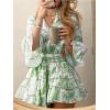 image:imageSOLY HUX Womens Floral Ruffle Mini Dress V Neck 34 Sleeve Flowy Boho Vacation DressesGreen Floral