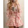 image:imageSOLY HUX Womens Floral Ruffle Mini Dress V Neck 34 Sleeve Flowy Boho Vacation DressesPink Floral