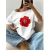 image:imageSOLY HUX Womens Graphic Tees Off The Shoulder Short Sleeve Oversized T Shirt Vintage Summer TopsWhite Floral