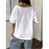 image:imageSOLY HUX Womens Graphic Tees Off The Shoulder Short Sleeve Oversized T Shirt Vintage Summer TopsWhite Papaya
