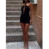 image:imageSOLY HUX Womens Halter Mini Dress Sexy Draped Sleeveless Backless Ruched Bodycon Club Party Going Out DressesPlain Black