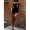 image:imageSOLY HUX Womens Halter Mini Dress Sexy Draped Sleeveless Backless Ruched Bodycon Club Party Going Out DressesPlain Black