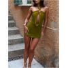 image:imageSOLY HUX Womens Halter Mini Dress Sexy Draped Sleeveless Backless Ruched Bodycon Club Party Going Out DressesPure Olive Green