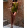 image:imageSOLY HUX Womens Halter Mini Dress Sexy Draped Sleeveless Backless Ruched Bodycon Club Party Going Out DressesPure Olive Green