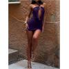 image:imageSOLY HUX Womens Halter Mini Dress Sexy Draped Sleeveless Backless Ruched Bodycon Club Party Going Out DressesPure Purple