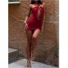 image:imageSOLY HUX Womens Halter Mini Dress Sexy Draped Sleeveless Backless Ruched Bodycon Club Party Going Out DressesPure Rose Red