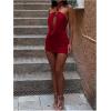 image:imageSOLY HUX Womens Halter Mini Dress Sexy Draped Sleeveless Backless Ruched Bodycon Club Party Going Out DressesPure Rose Red