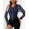 image:imageSOLY HUX Womens Lace Sheer Button Down Blouse Long Sleeve Collared Shirts Old Money OutfitsDark Blue